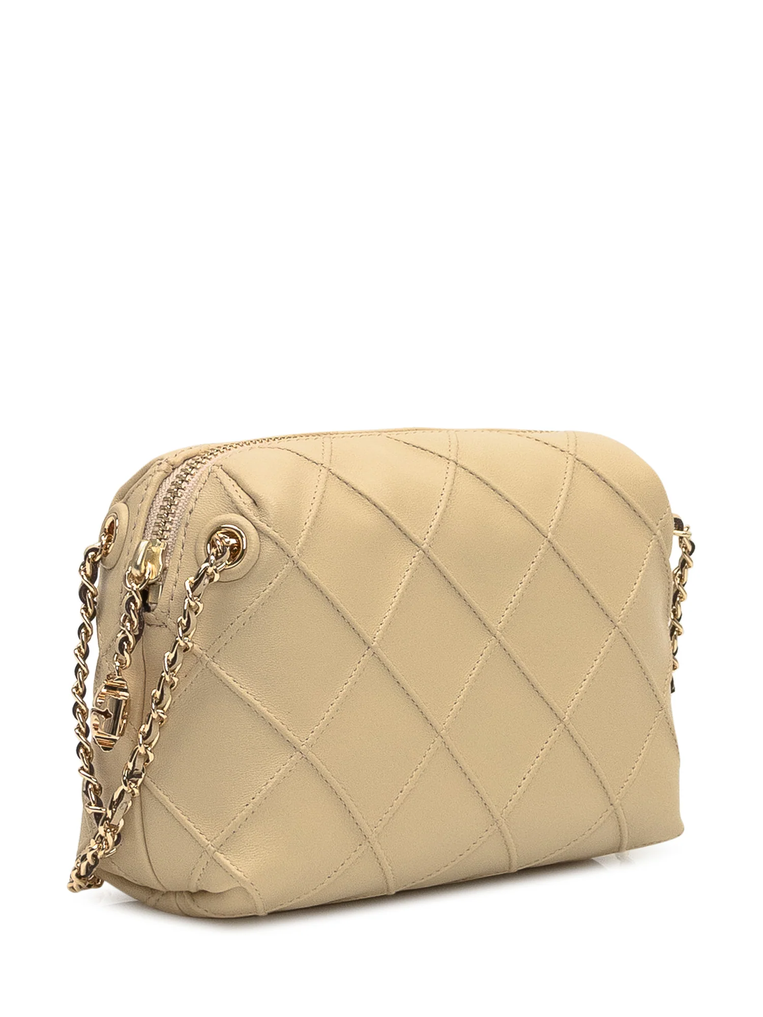 Tory Burch Borsa Trapuntata Beige con Tracolla a Catena - Image 3